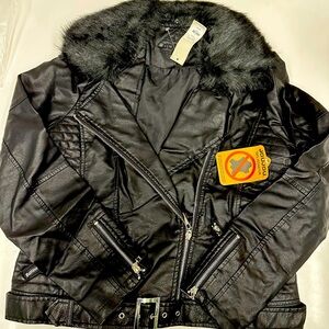 Faux Fur Leather Jacket